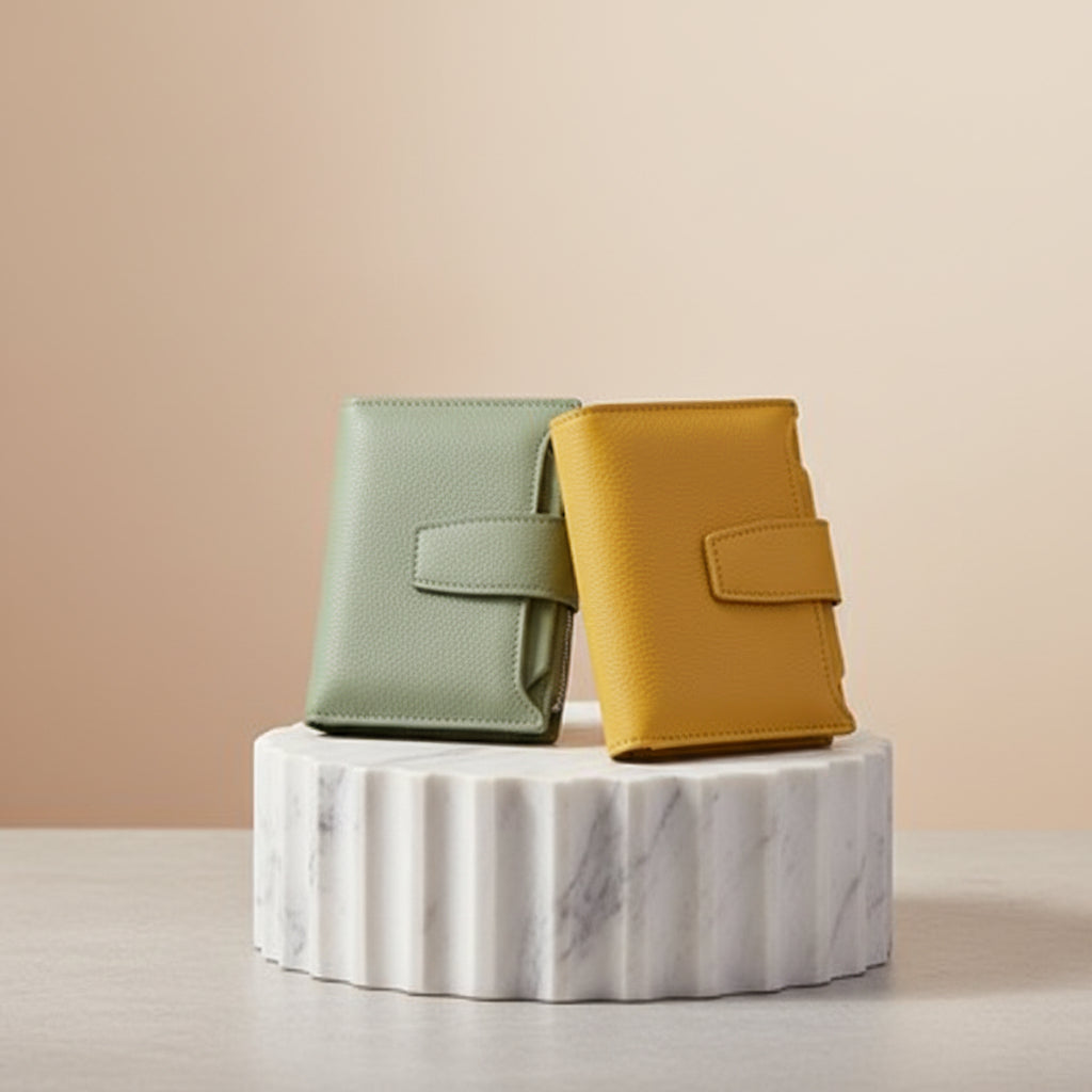 Portefeuille élégant, matière en cuir grainé de qualité