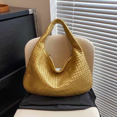 Sac à main bandoulière Tissé Lumineux, coloris or
