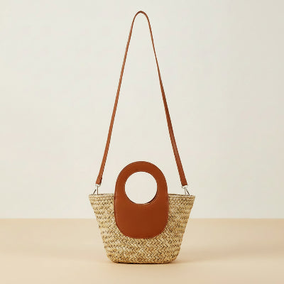 Sac à main femme bandoulière Paille Tressée en couleur marron