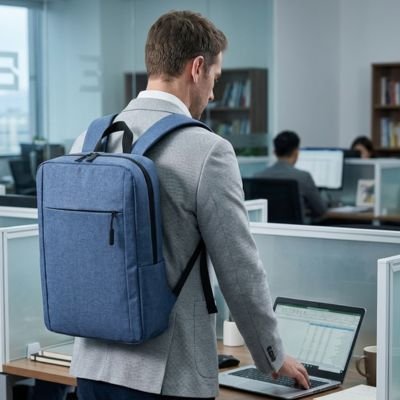 Sac à dos ordinateur portable  Ergonomique Sécurise de couleur bleu, 15.6 pouces