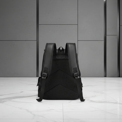 Vue arrière du sac à dos ordinateur  Rétro Style,avec dos rembourré respirant et bretelles ergonomiques