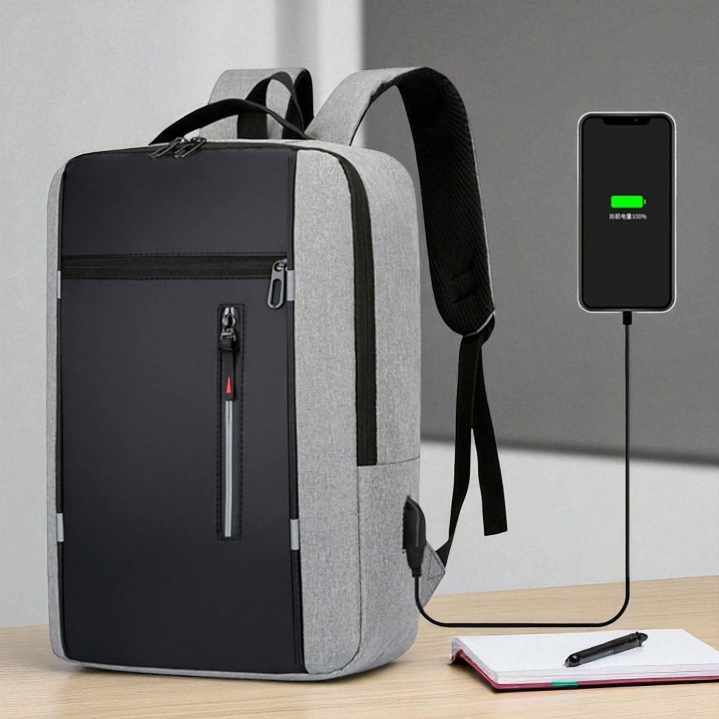 Sac à Dos pour Ordinateur - OfficeTechPack™ - Gris - La PoPoche Urbaine