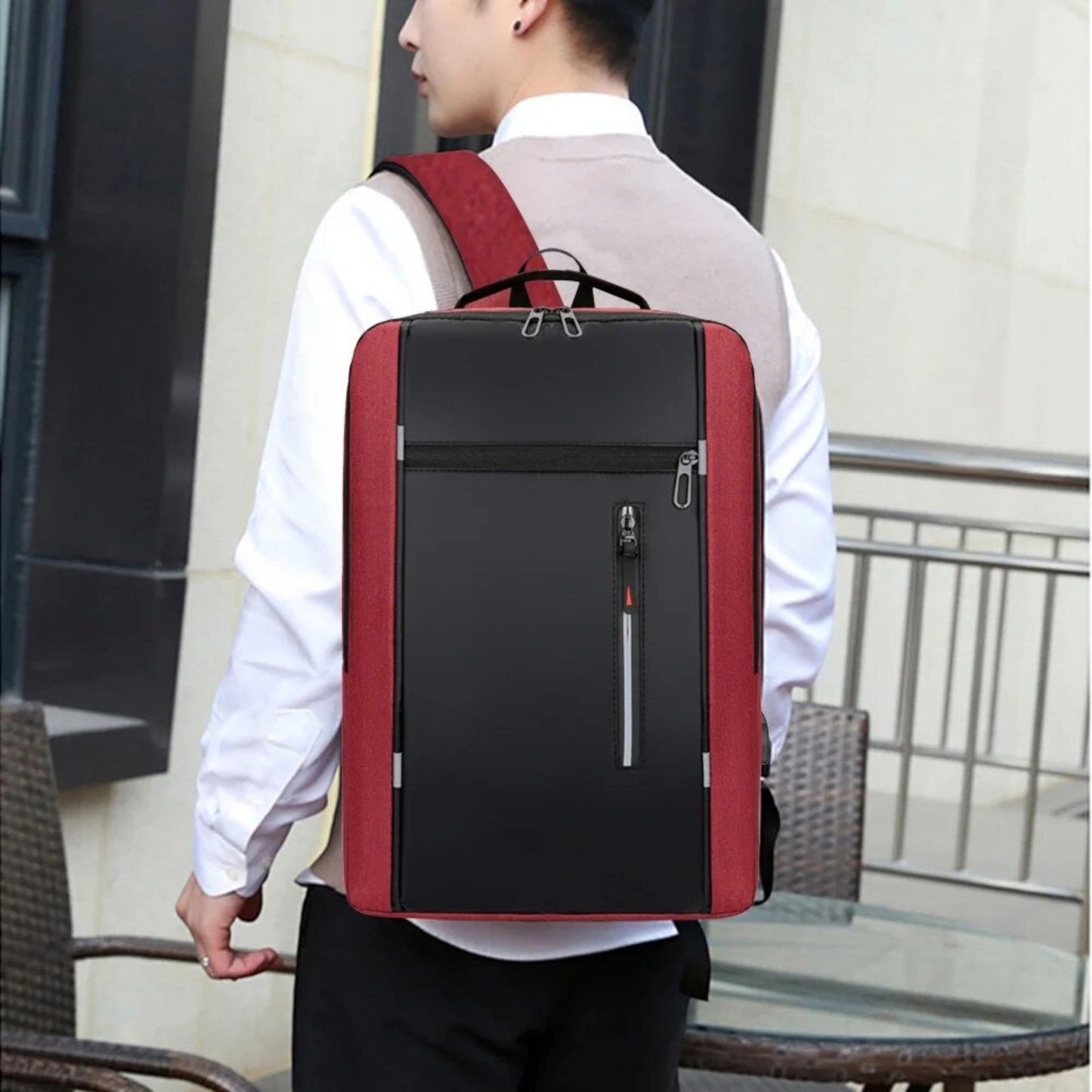 Sac à Dos pour Ordinateur - OfficeTechPack™ - Rouge - La PoPoche Urbaine