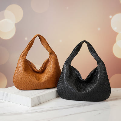 Sac à main bandoulière Tissé Élégant en noir et marron