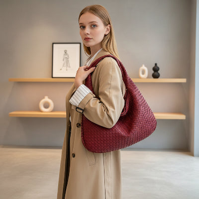 Sac à main femme bandoulière Tissé Spacieux,  porté sur l'épaule