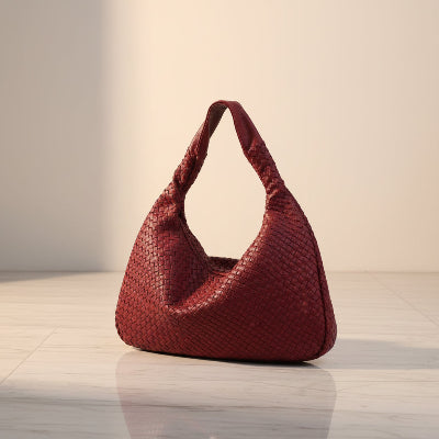 Sac à main femme bandoulière Tissé Spacieux coloris rouge cerise