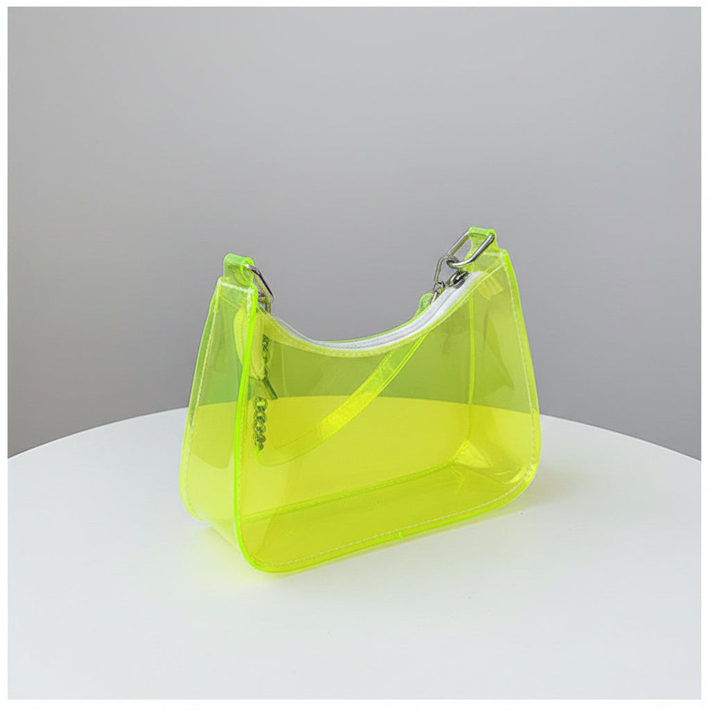 Sac à main femme bandoulière Transparent Fluo en jaune