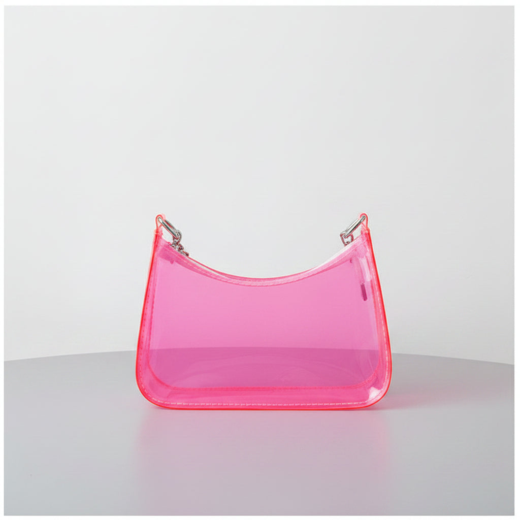 sac à main femme bandoulière Transparent Fluo en rose