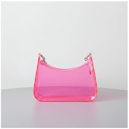 sac à main femme bandoulière Transparent Fluo en rose