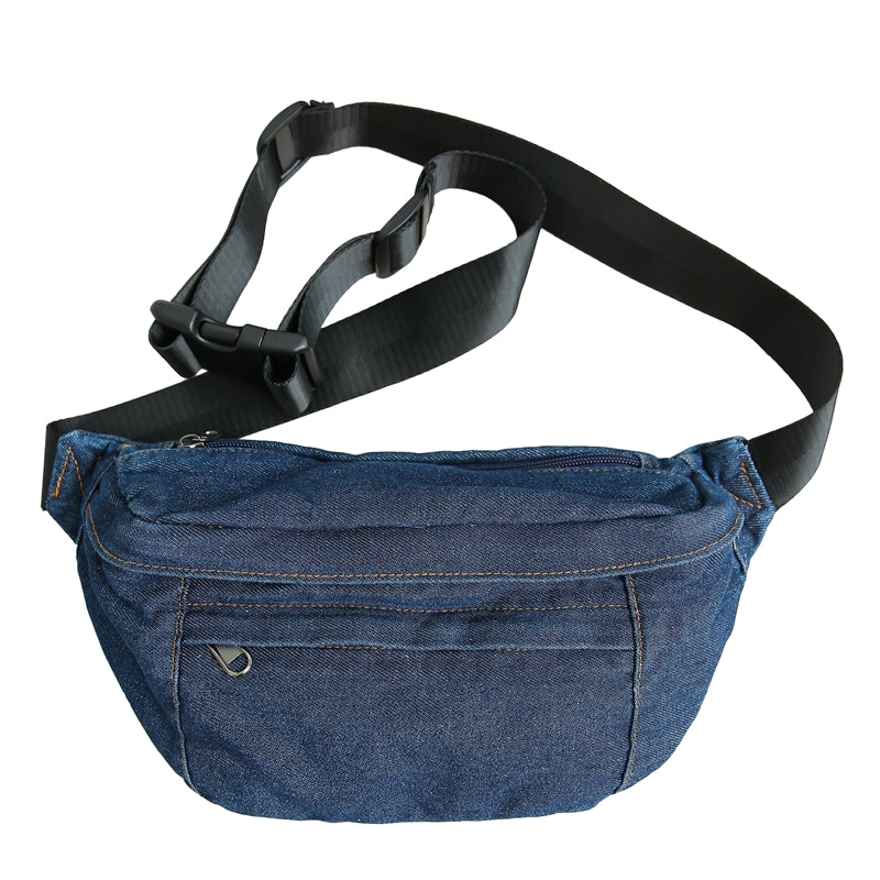 Sac banane denim bleu foncé, option classique et polyvalente