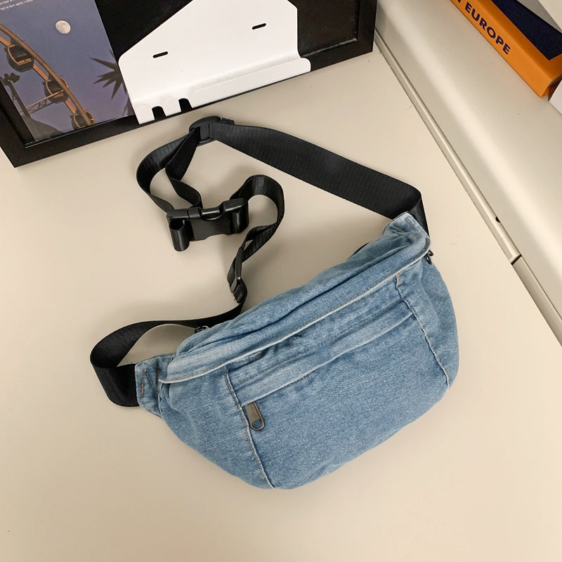 Sac banane en denim tendance avec fermeture éclair sécurisée