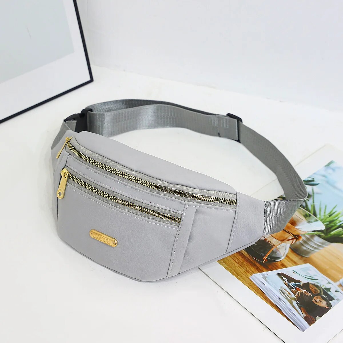Sac banane femme Style Naturel, couleur gris clair