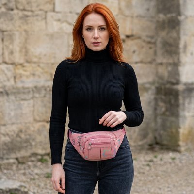 Sac banane femme Tendance Pratique, couleur rose foncé à motif