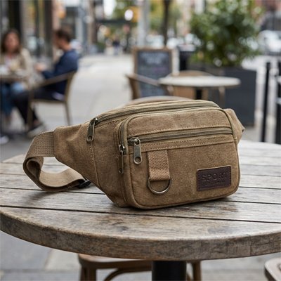 Sac banane homme​ anneau métallique fonctionnel,  crochet en D pour attacher clés et accessoires