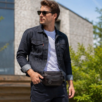 Sac banane homme Cuir Tendance coloris marron foncé