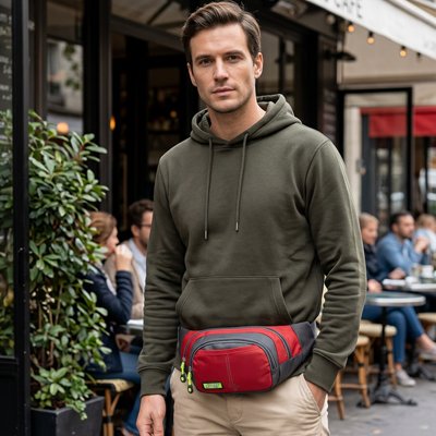 Sac banane homme Pratique en Couleurs, couleur rouge