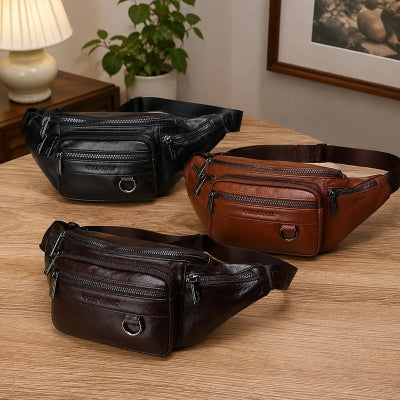 Sac banane homme Tendance cuir véritable en trois coloris