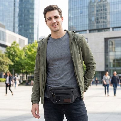 Sac banane homme​ élégance  urbaine matière canvas robuste