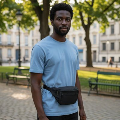 Sac banane homme porté à la taille