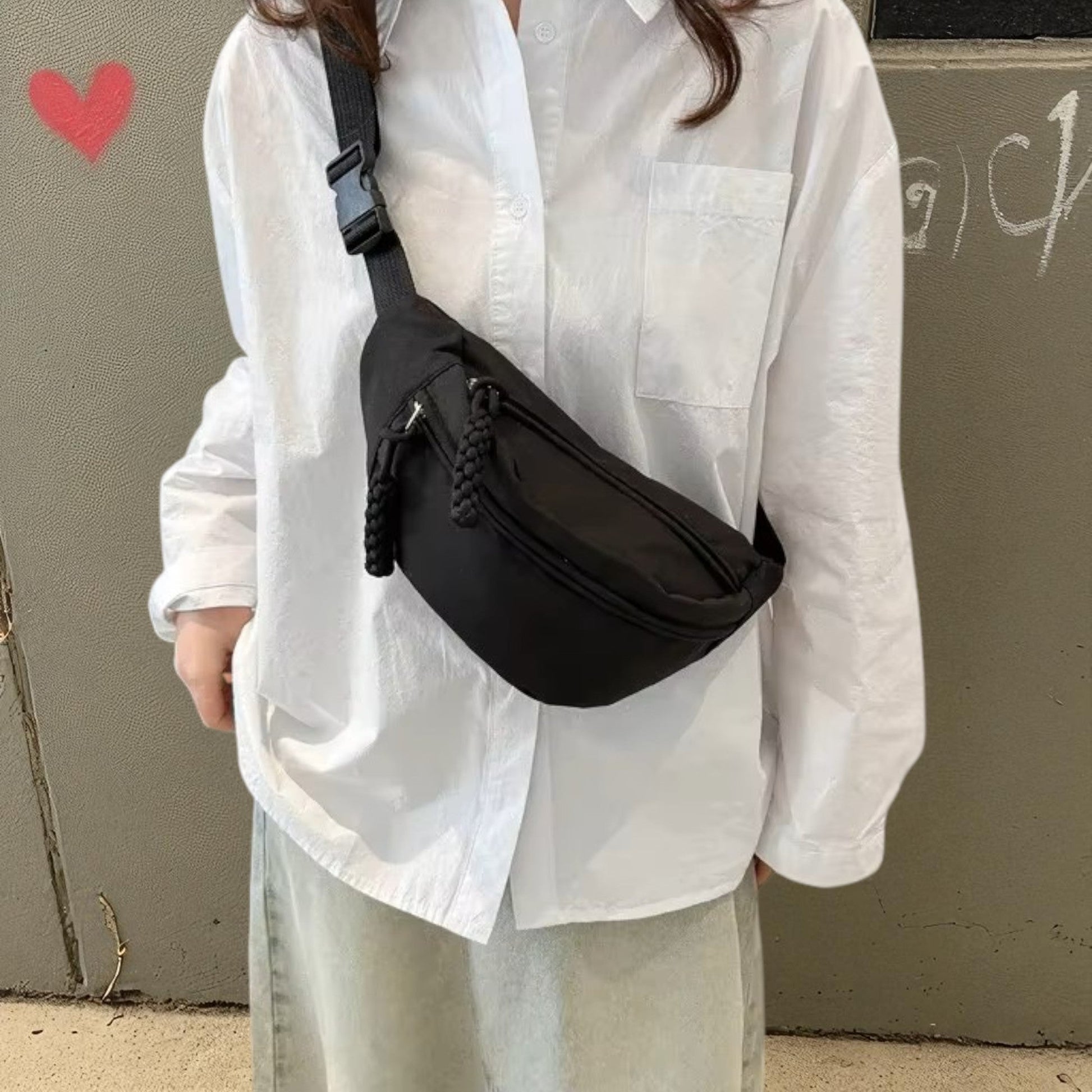 Sac Banane - UrbanCrossBodyBag™ - Noir - La PoPoche Urbaine