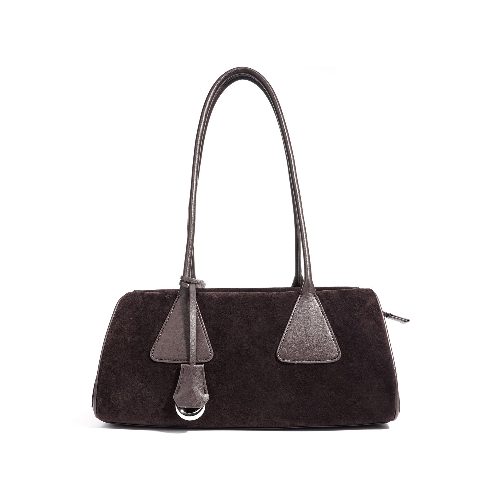 Sac bandoulière en cuir et daim 2 en 1 de couleur café