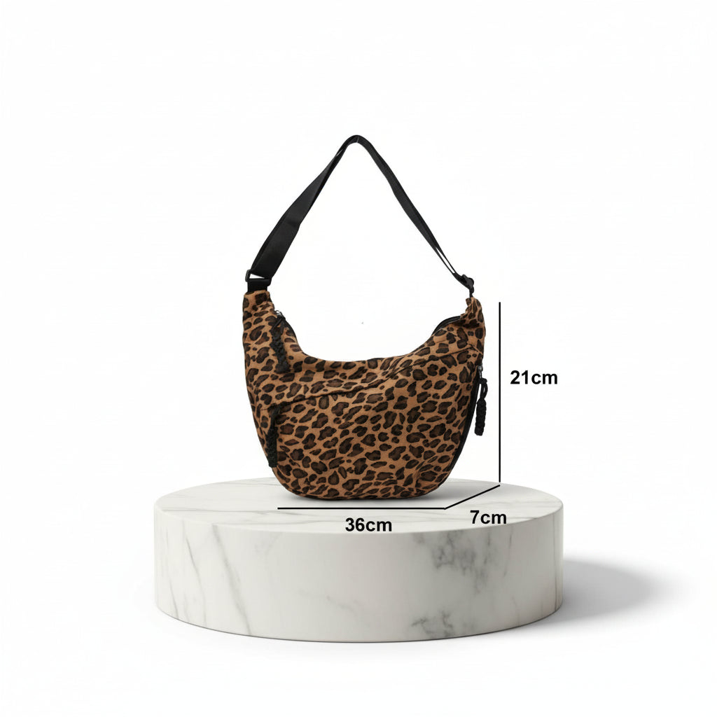 Dimensions et mesures du sac bandouliere femme léopard