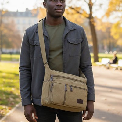 Sac bandoulière homme Design Moderne, couleur beige