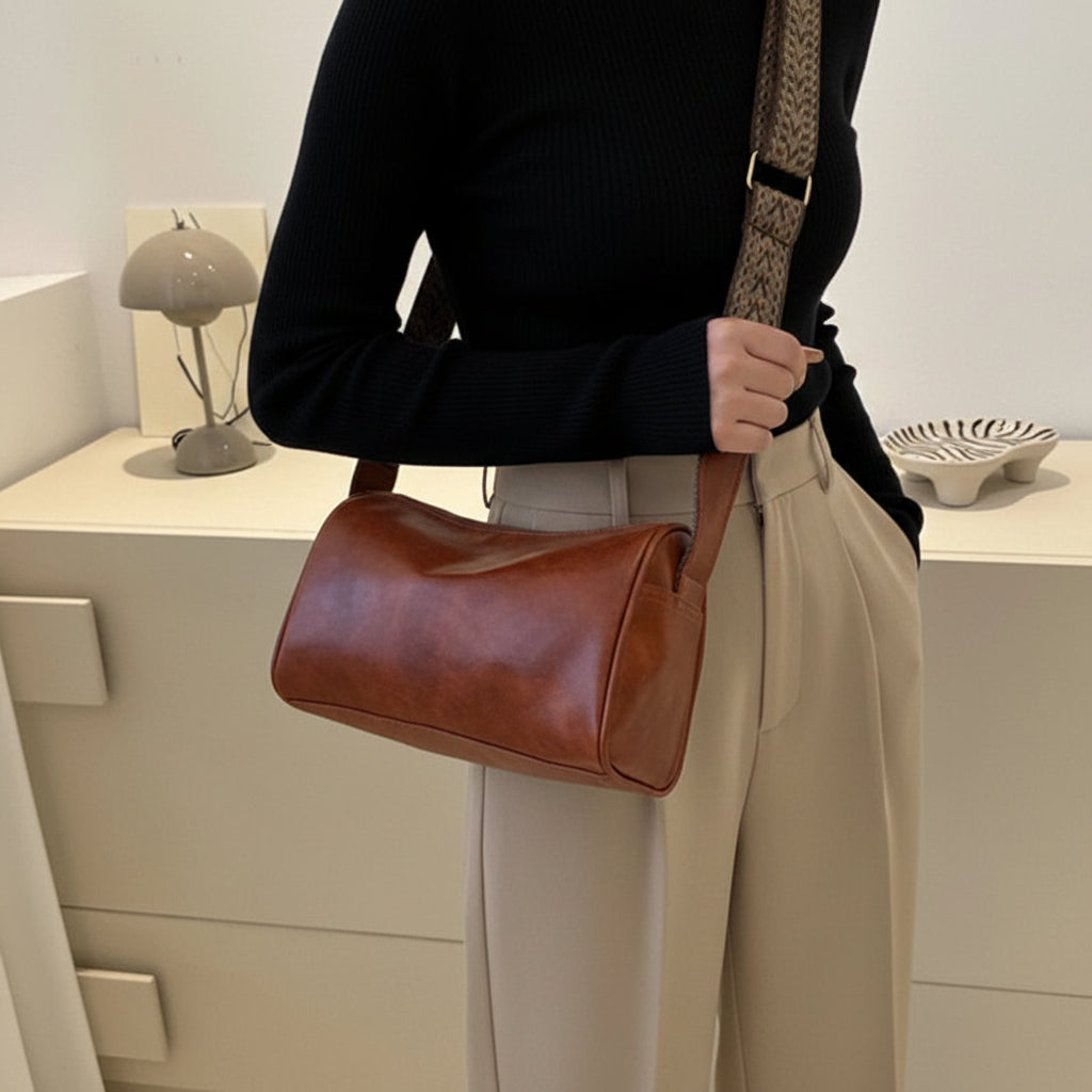 Sac Bandoulière Style Vintage porté en bandoulière
