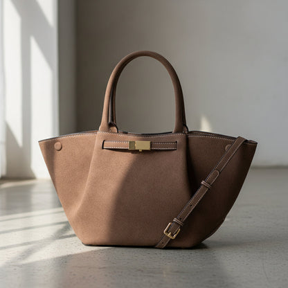 Sac cabas en suédine couleur chocolat