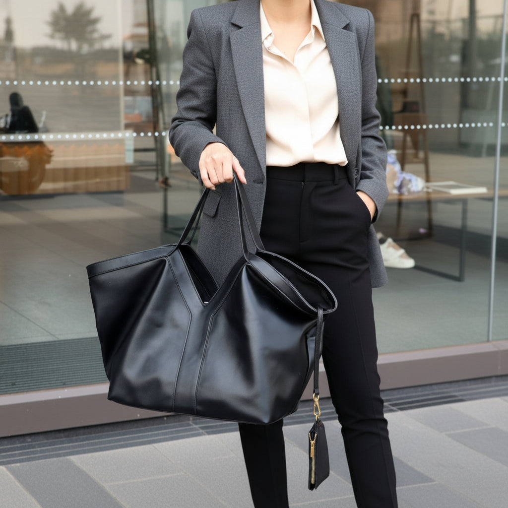 le sac cabas cuir Élégance Femme Active porté à la main