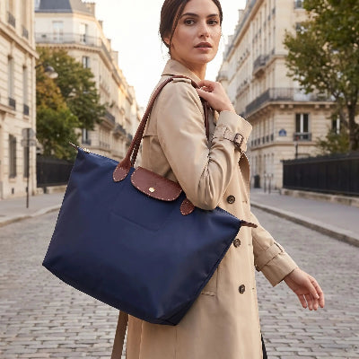 Sac cabas élégance Naturelle porté à l'épaule