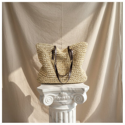 Sac cabas femme Paille Tressée en paille naturelle