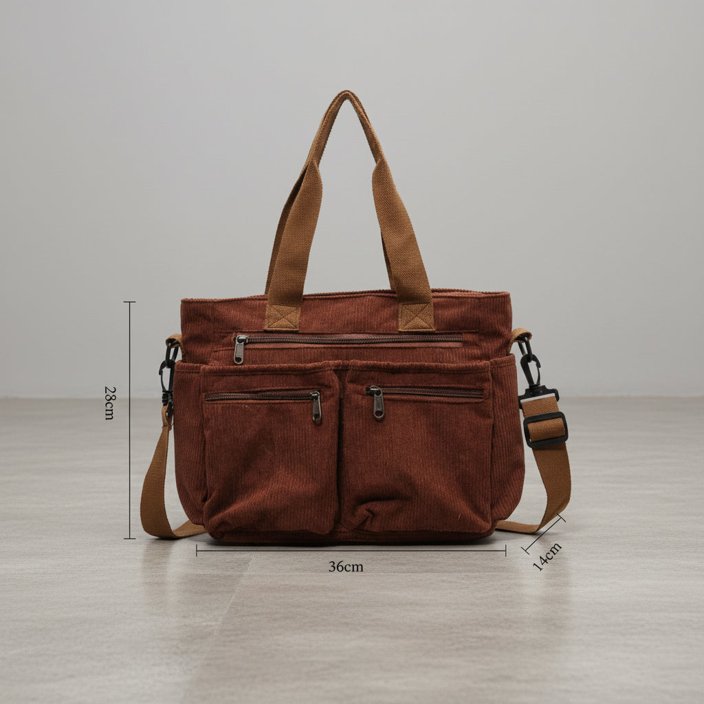 Dimensions et mesures du sac cabas en velours - Guide des tailles