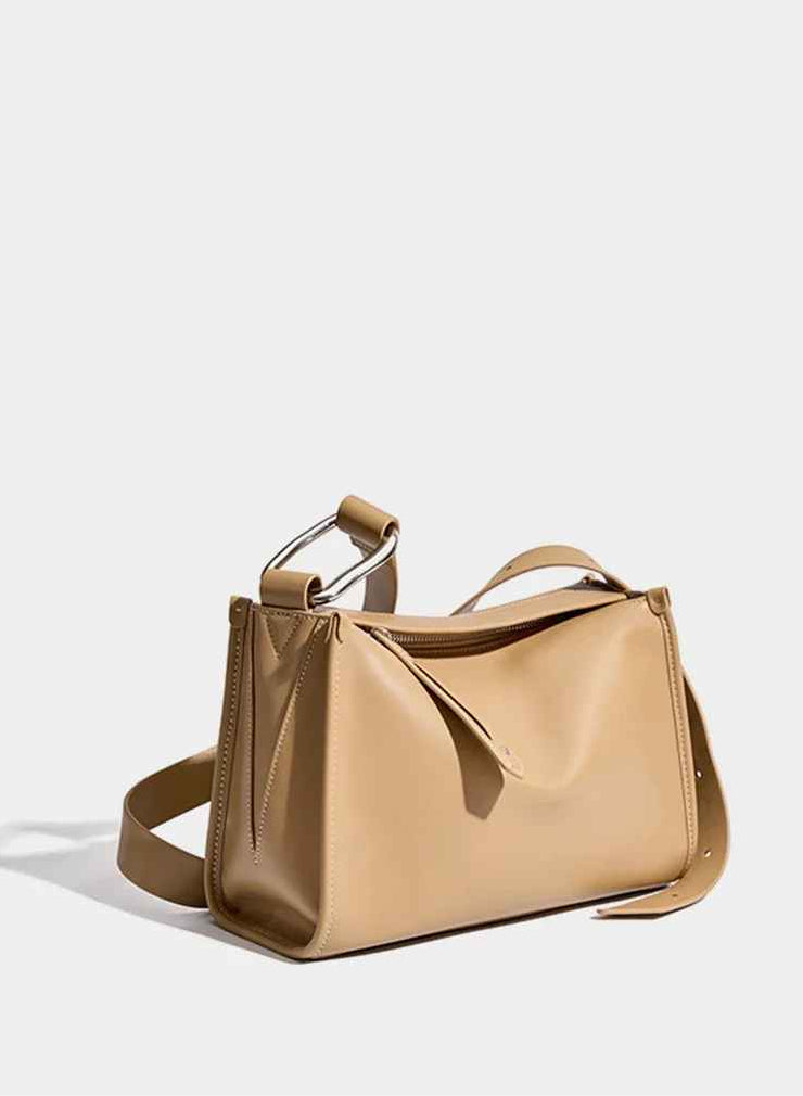 Sac en cuir en bandoulière élégance intemporelle, beige couleur naturelle