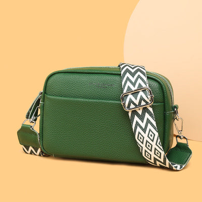 Sac en cuir en bandoulière Élégance Discrète de couleur vert