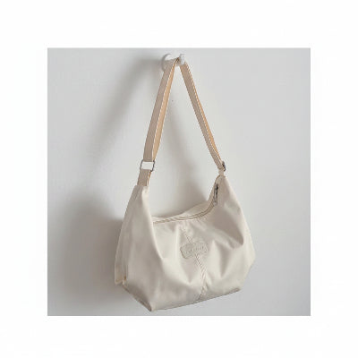 sac femme bandoulière Croissant Nylon en couleur blanc cassé