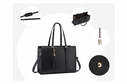 Détails sangle et poignées ajustables du sac ordinateur femme