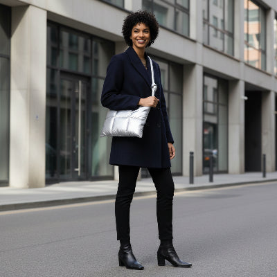 Sac ordinateur femme douceur protectrice, porté à l'épaule