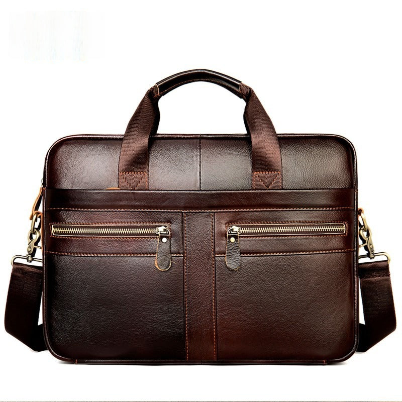 Sac ordinateur homme en cuir couleur marron foncé élégant