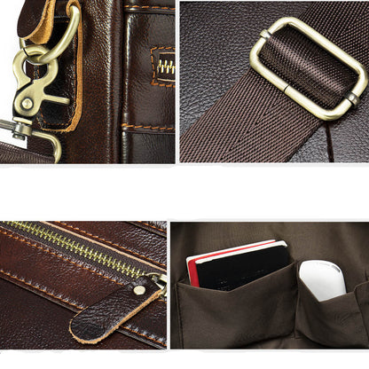  Sac ordinateur homme en cuir véritable - détails de finition premium