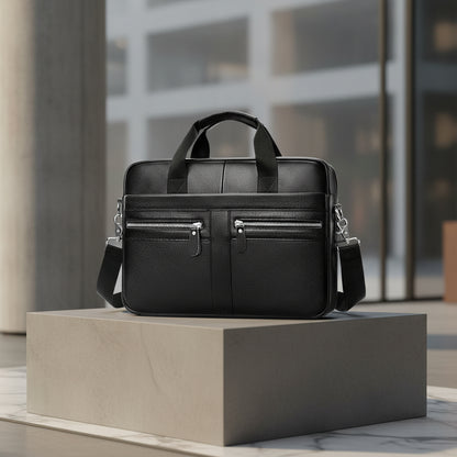 Poches avant du sac ordinateur homme en cuir pour rangement pratique