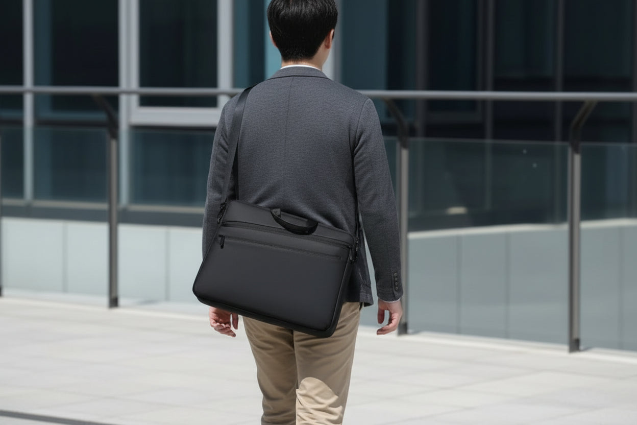 Sac ordinateur homme porté en bandoulière avec sangle ajustable confortable