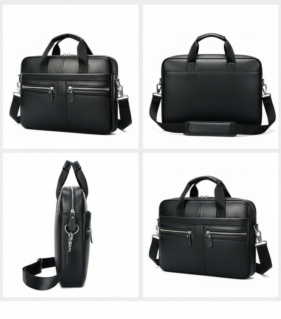  Sac ordinateur homme en cuir - vues multiples et angles différents