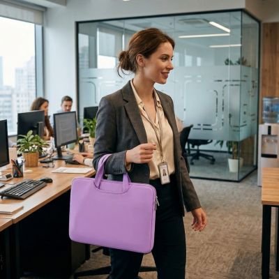 Sac pour ordinateur couleur mauve 