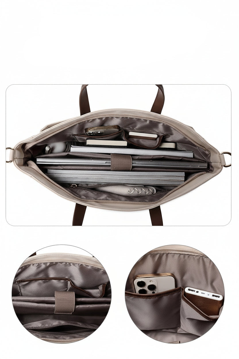 Intérieur du sac pour ordinateur avec compartiments de rangement