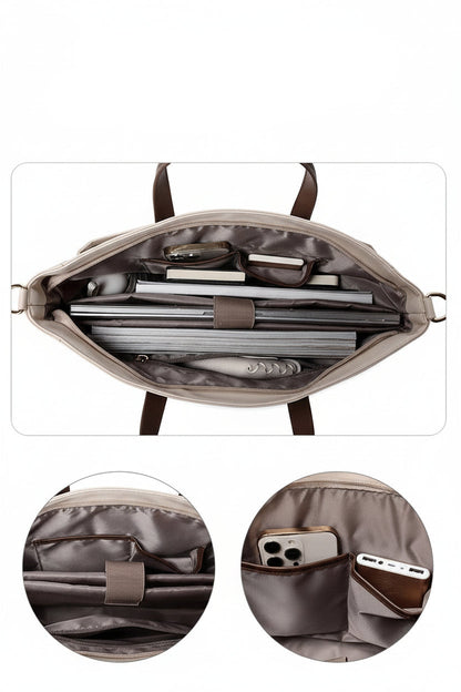 Intérieur du sac pour ordinateur avec compartiments de rangement