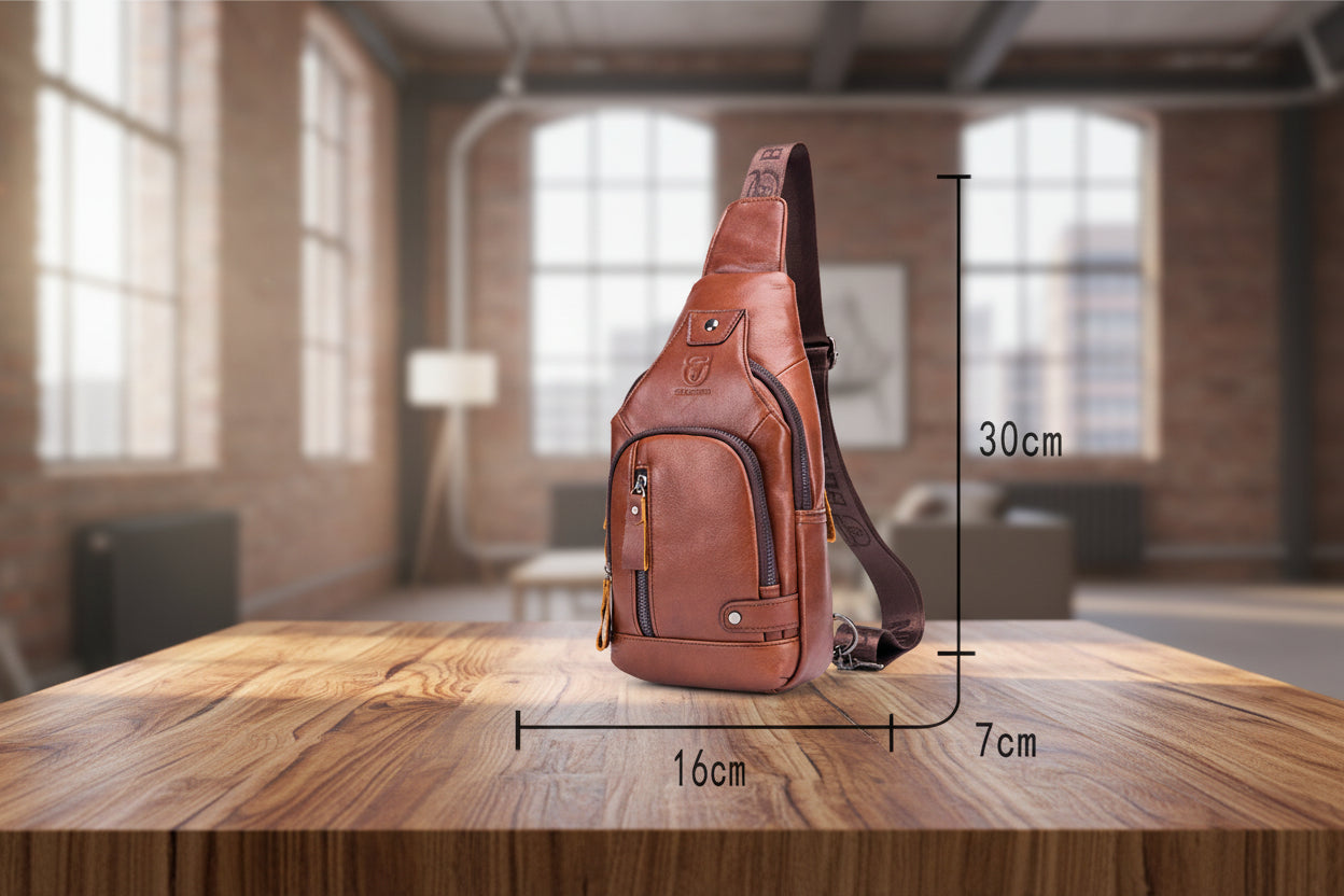 dimensions et détail de la sacoche homme cuir style raffiné