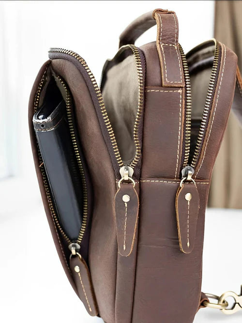 les multipoches de la sacoche homme cuir élégance vintage