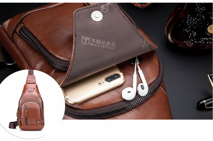 Détail compartiments intérieurs sacoche cuir homme