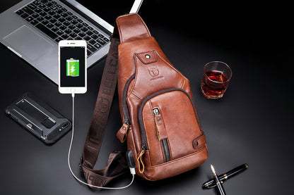 la sacoche homme cuir  et son port USB  pour recharger le téléphone